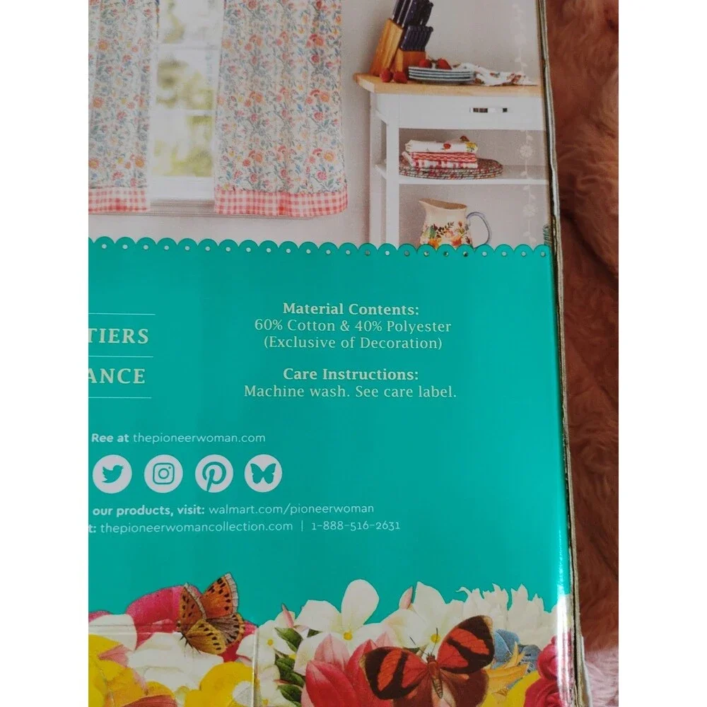 Pioneer Woman Floral Mazie Small Curtain & Valance 3 Piece Set New. P6